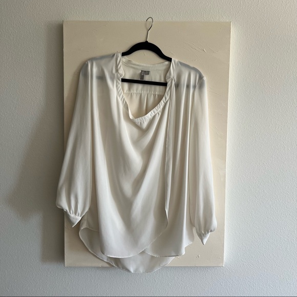 ASOS drape cowl neck oversized blouse ivory 3/4 sleeve - Picture 4 of 4